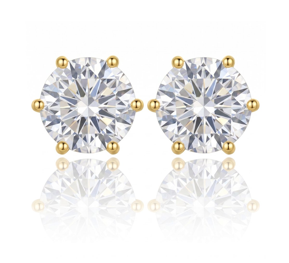 Titanix Dames Oorbellen – 2 Karaat Moissanite met GRA-Certificaat (Diamant Alternatief) – 925 Sterling Zilver – 18K Goud Verguld –Luxe Klauw Oorknopjes