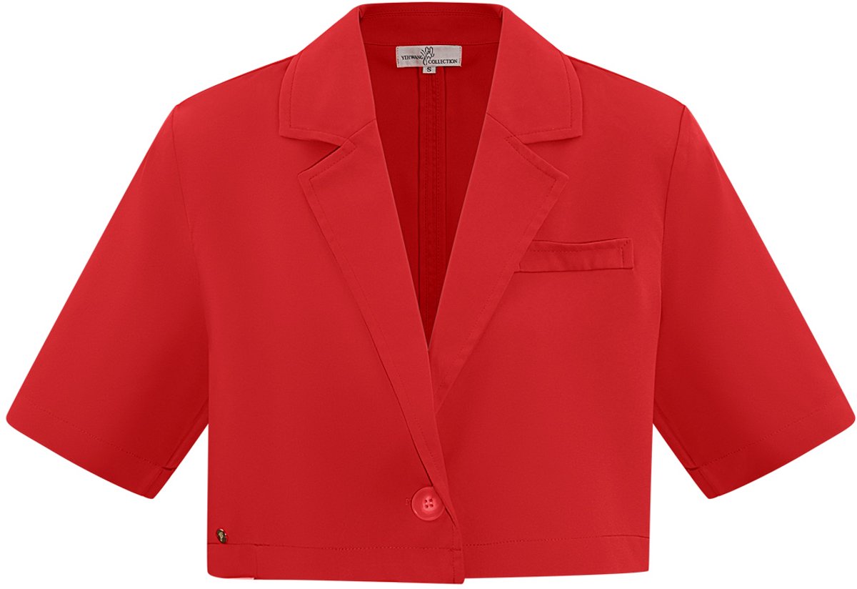 Elegante Vrouwen Suit Set met Geknipte Jas - Rood - Maat L