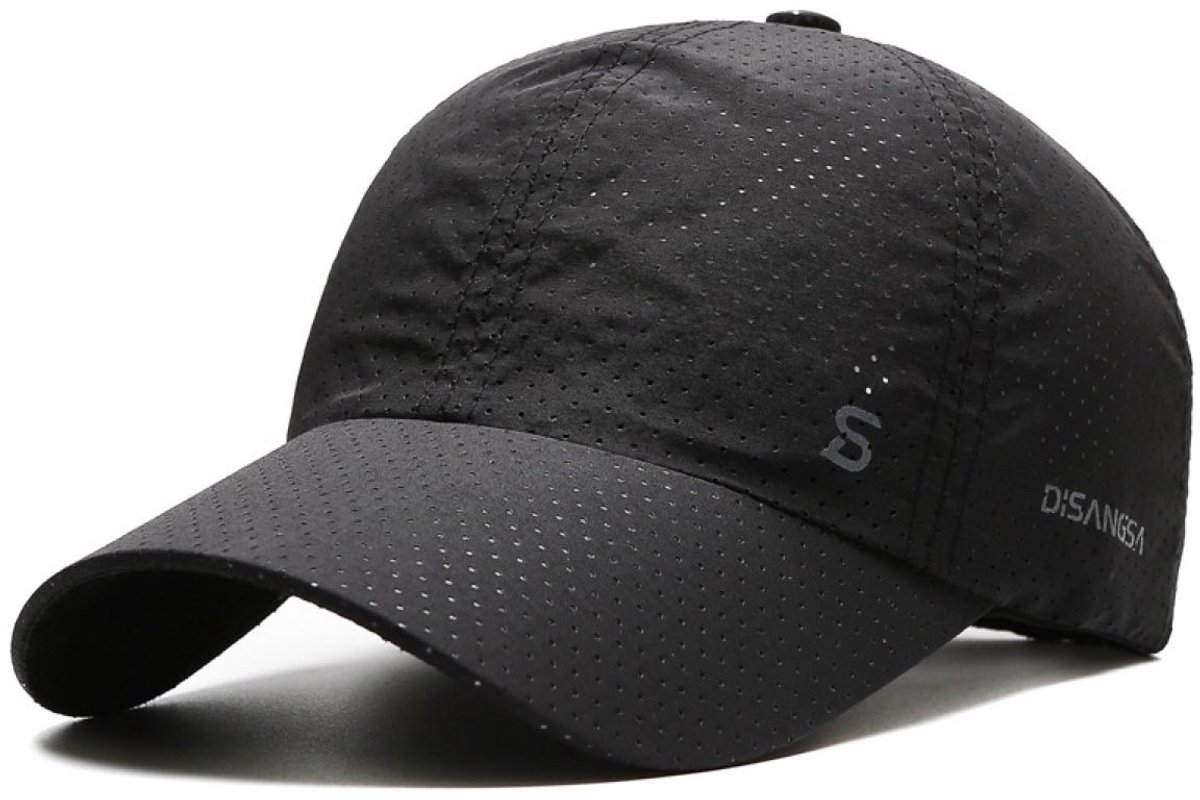 Geperforeerde Baseball Cap – Ademende, Sneldrogende Sportpet met Verstelbare Pasvorm en Zonbescherming voor Heren en Dames – Zwart