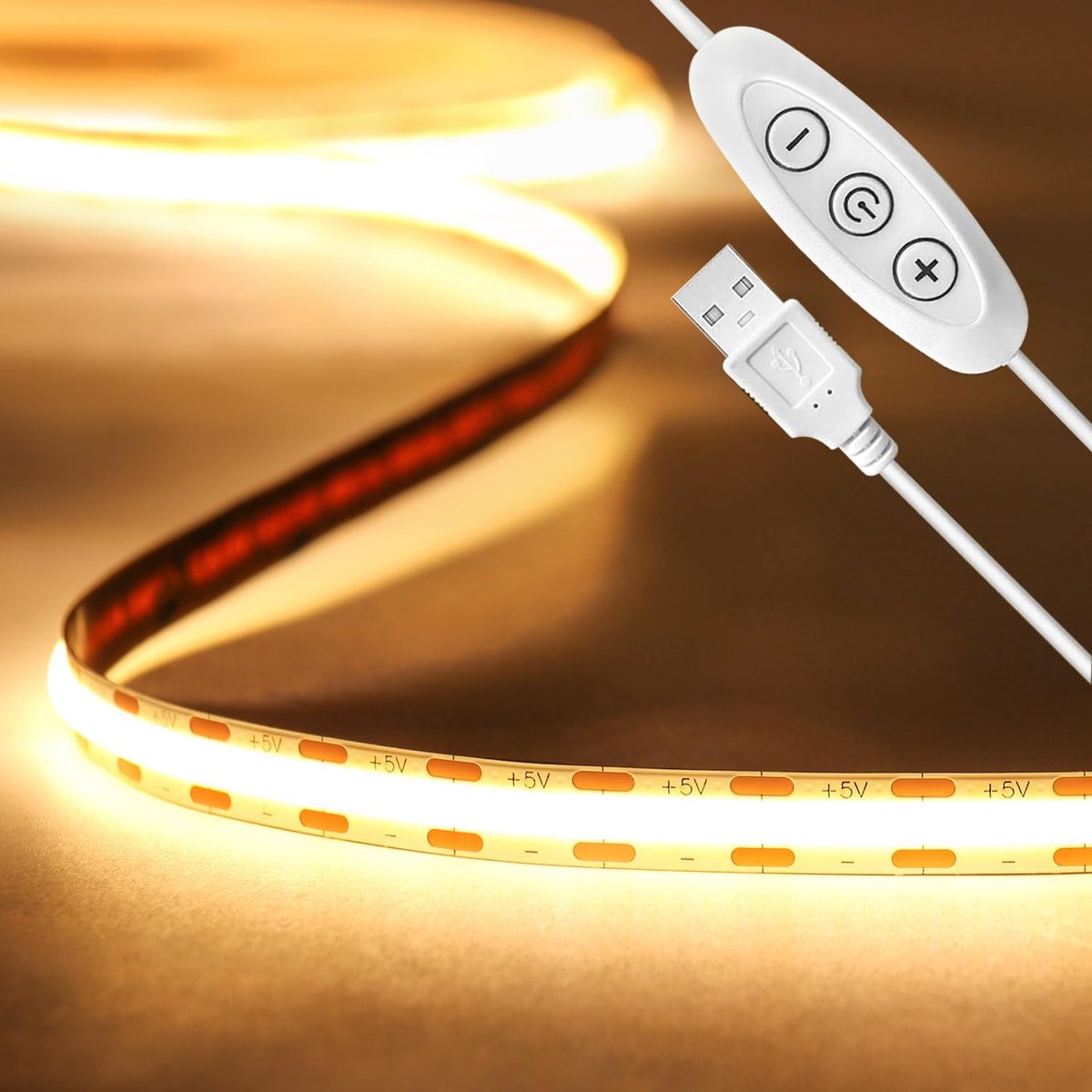 USB LED Strip - Verlichting Lint - Decoratieve Verlichting - Hoge Dichtheid LEDs - 2 meter - Warm Wit