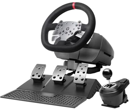 SimRacing Stuur - Race Stuur Gaming Stuur - Race Simulatie - Dubbele Motor Force Feedback - 1080 Graden Rotatie - Zwart — afbeelding 2