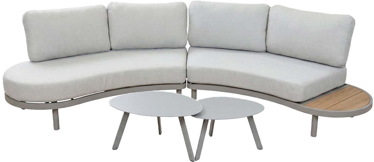Loungeset Bari | 4-delig | 3 personen | Beige/Camel | Rope & aluminium | Incl. 2 Secli tafels