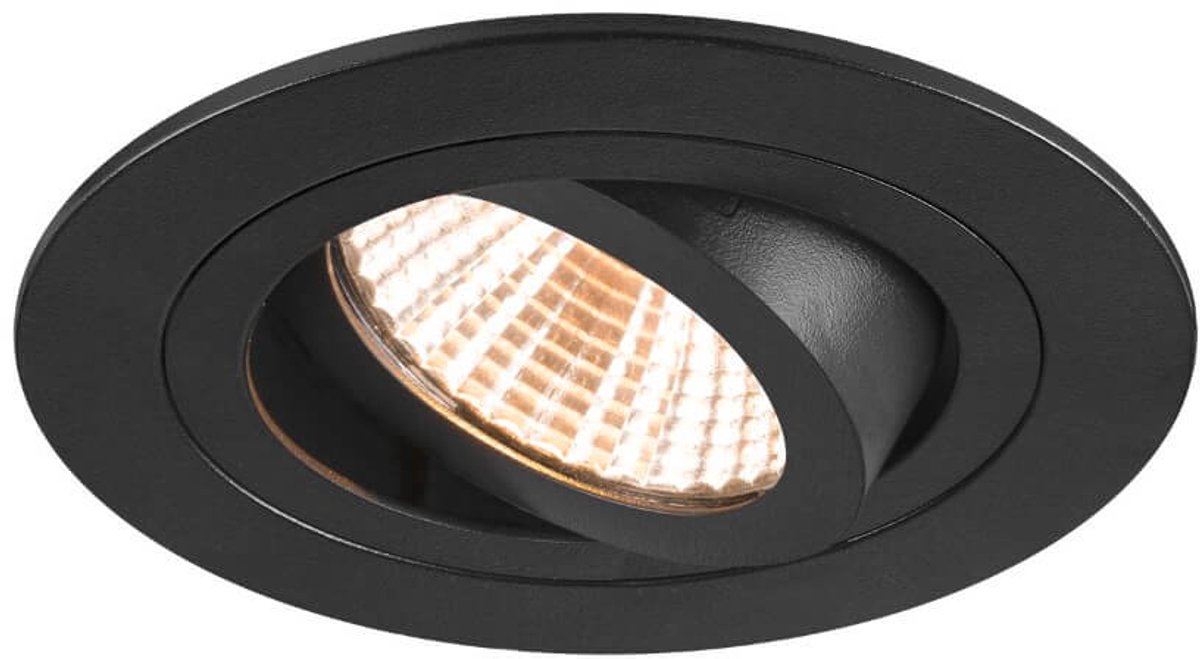 SLV inbouwspot LED 8.3W 705lm warm wit 2700K rond kantelbaar zaagmaat 75mm dimbaar zwart (1007402)