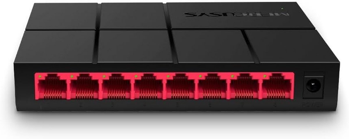 Netwerk Switch - Gigabit Switch - Snelle Internetverbinding - 8 Poorten - 145mm - Zwart