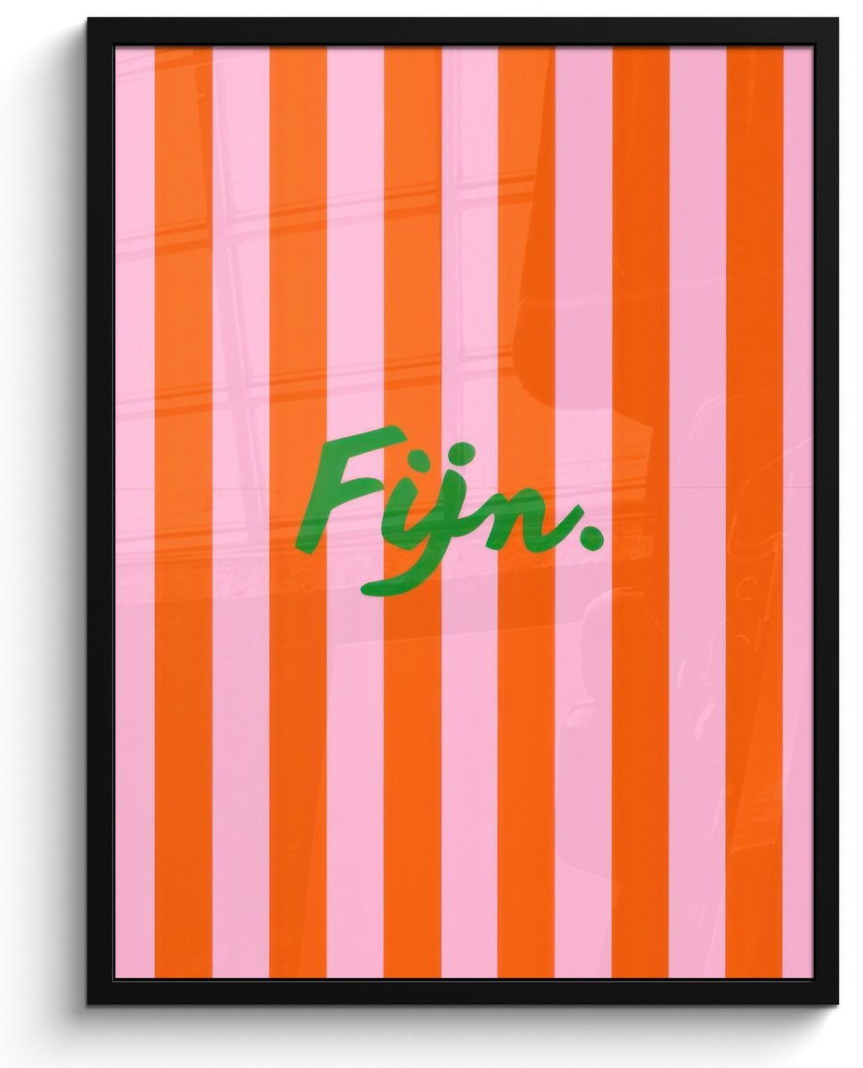 FrameYourWall Poster in lijst - Fotolijst 60x80 cm - Posters - Patroon - Oranje - Fijn - Strepen - Posterlijst zwart - Decoratie - Wanddecoratie woonkamer - Muurdecoratie slaapkamer