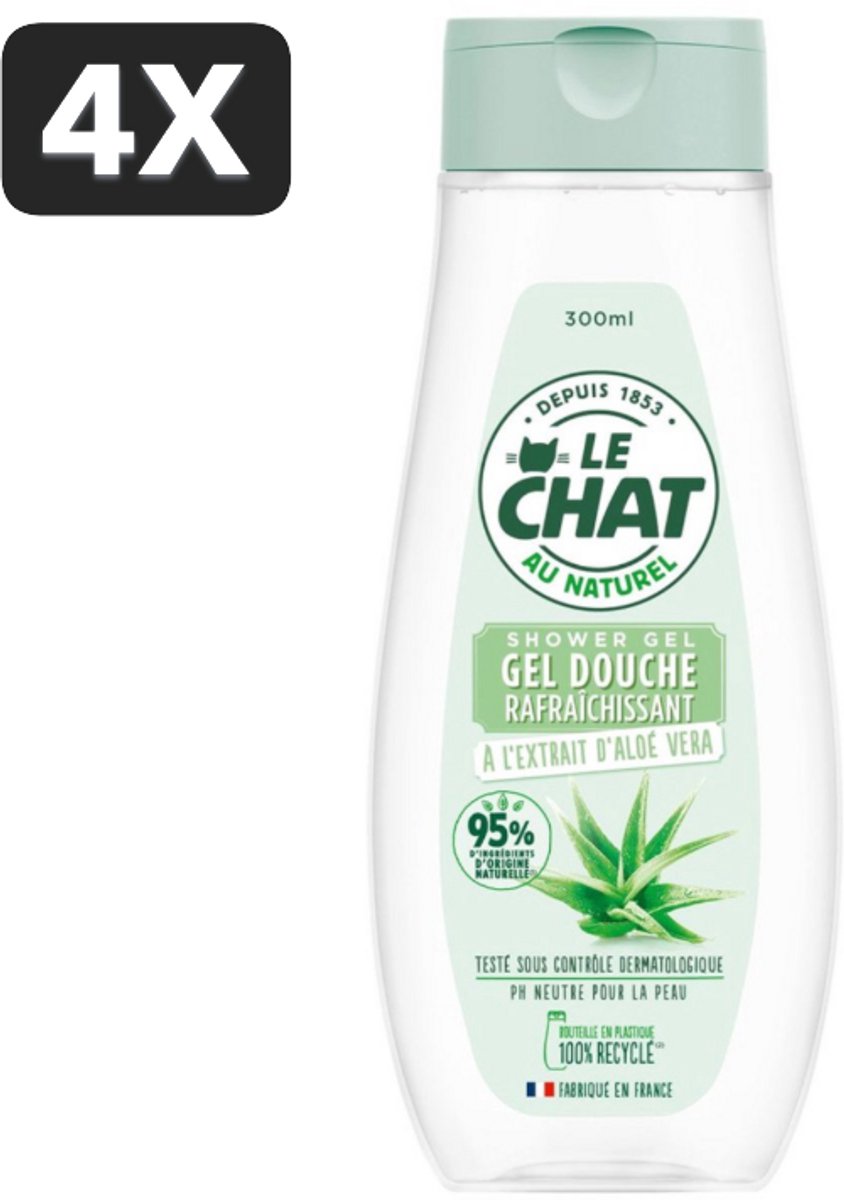 4 x Le Chat - Douchegel - PH Neutraal - Met Extract Van Aloë Vera - Verfrissend - 300 ml