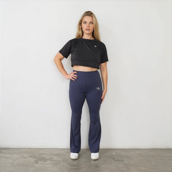 YV SPORT Flared Sportlegging dames Chicago - Hoge taille met stevige band - Premium kwaliteit - Squat-proof - Flared pijpen - Comfortabel en zacht - Fitness en sportlegging - Sportkleding dames - Blauw - Maat XL van YV SPORT — afbeelding 3