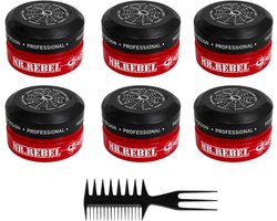 MR. REBEL Red Matte Hair Styling Wax – Haarwax Mannen – sert van 6 stuks – Sterke Hold – Matte Finish – Natuurlijke Look – Volume & Textuur – 900 ml