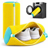 BOTC Sac de Lavage de Chaussures Lot - 2 Pièces - Sac de Lavage Réutilisable pour Chaussures – Nettoyage en Profondeur à 360° avec Microfibre - Sac de Lavage Protecteur pour Chaussures pour Machine à Laver et Sèche-linge - Jaune