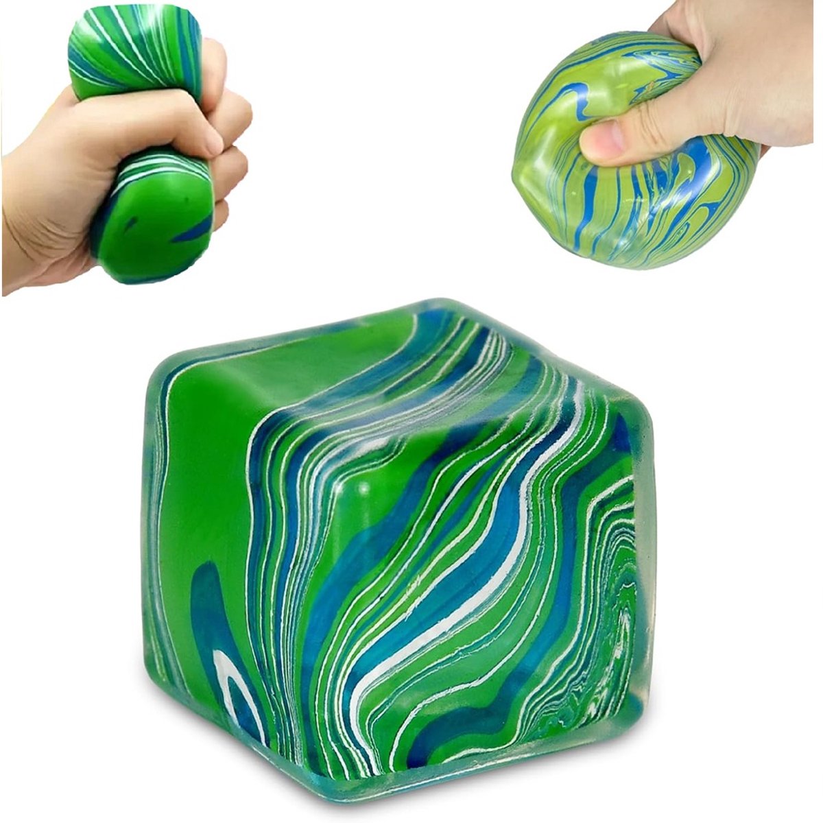 Ice Cube Squishy stressbal groen 5 x 5 cm - 1 exemplaar - Fidget Toy - Knijp Speelgoed - Schoencadeautje