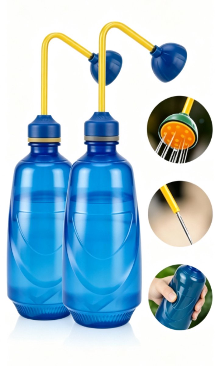 Gieters voor de tuin - Set van 2 - 450 ml - Kunststof gieters - Met watergeefindicator - Geschikt voor kamerplanten, vetplanten en cactussen - Blauw