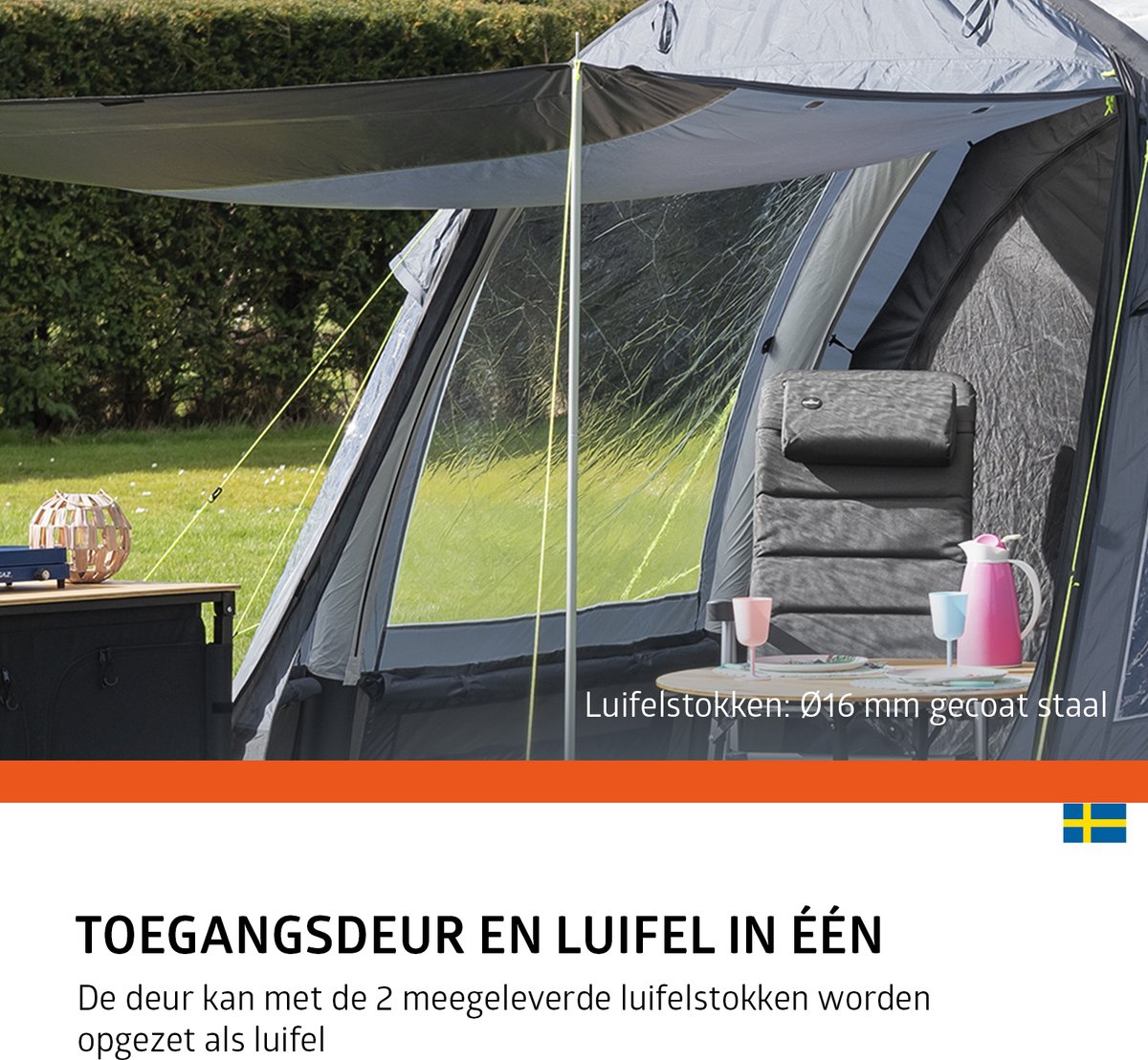 Campout 5 Persoons Familietent Opblaasbare Tunneltent – 2 Slaapcabines – 5000 mm Waterdicht – Grote Leefruimte – Incl. Pomp & Luifel – foto 2