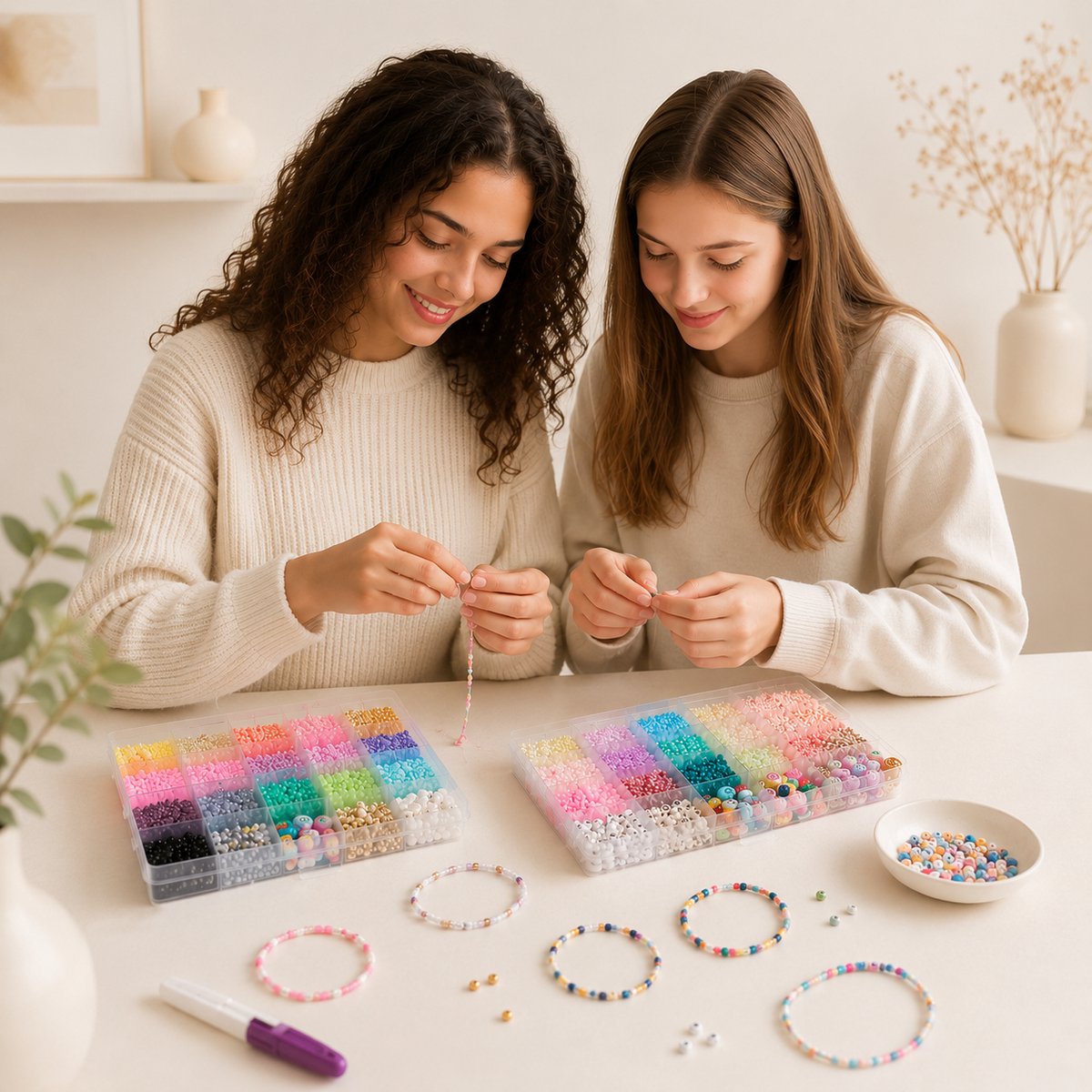 Richly® XXL Creative Kralen set - inclusief E-BOOK - sieraden armbandjes maken meisjes & dames - incl. letterkralen, smiley kralen, parels, bedels & polymeer kralen - kralenketting - kralendoos — afbeelding 5