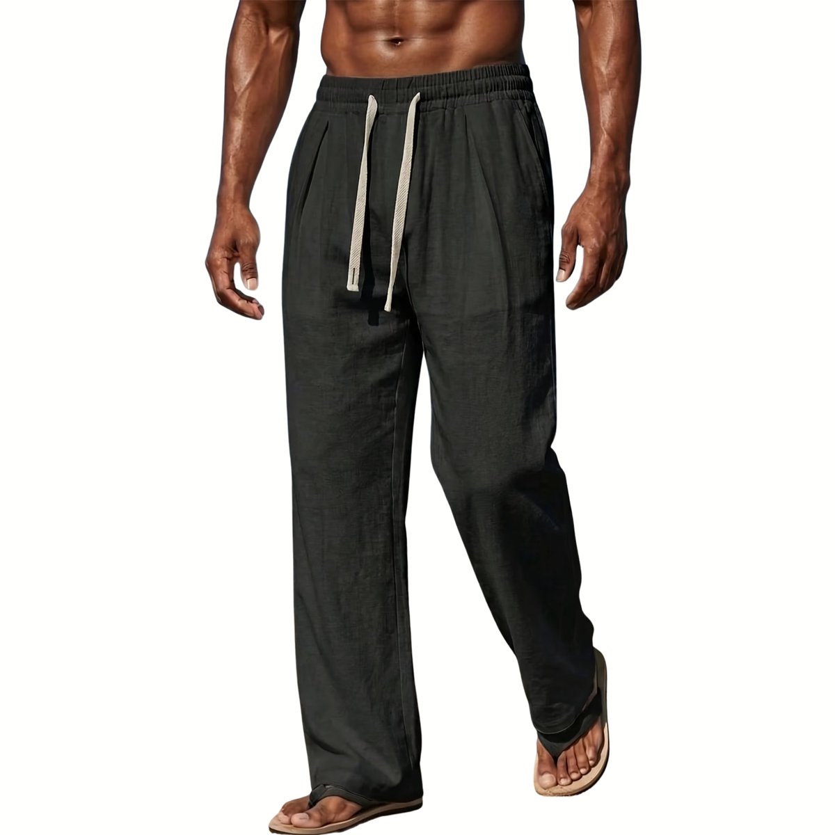 Currero Linnen Broek Heren - Zomerbroek - Volwassenen - Lange Broek - Pantalon - Strandbroek - Zomer - Ibiza Stijl - Zwart M