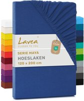 Lavea® Hoeslaken 120x200 cm – 100% Katoen, Zacht en Ademend – Geschikt voor Matrassen tot 20 cm – Jersey met Elastiek Rondom – Koningsblauw