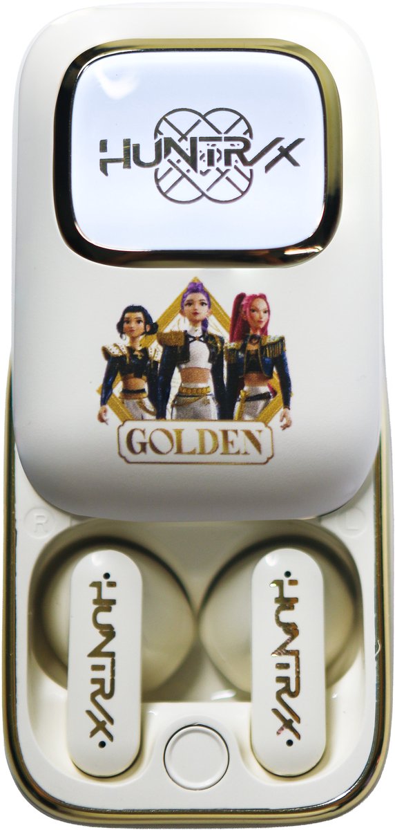 KPop Demon Hunters - Huntr/x - Golden - draadloze oordopjes - schuifdisplay met LED verlichting - met oplaadcase - touch control - lange batterijduur