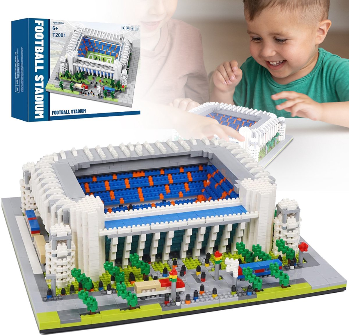 Architectuur Mini-Bouwblokkenset - Bouwblokkenset - Bouwsets Voor Een Voetbalstadion - Voetbalarchitectuur Modelbouwsets