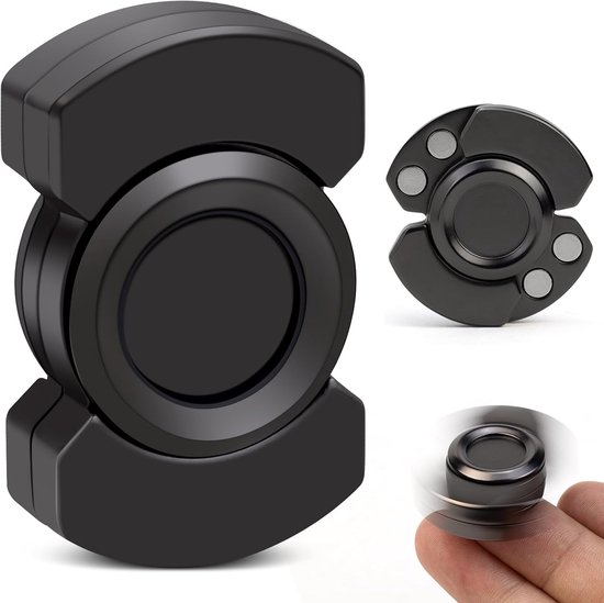 Fidget Spinner - Stressverlichtend speelgoed - 3-in-1 fidgetspeelgoed - Geschikt voor het verlichten van stress, het verbeteren van de concentratie en het afleren van slechte gewoonten - Zwart - 3,9*2,4*1,3 cm