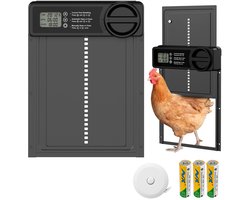 Automatische Kippendeur - Automatisch Kippenluik - Kippenhokdeur - Op batterijen werkende elektrische kippenhokdeur - Met slimme timer, knijpbescherming, LCD-display en batterijwaarschuwing - Geschikt voor kippen, eenden en ganzen