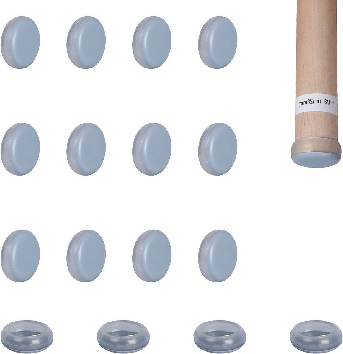 Meubelglijders - Stoelpootdoppen - Meubels Verplaatsen - Stil en Zonder Krassen - 28 mm - Blauw-grijs