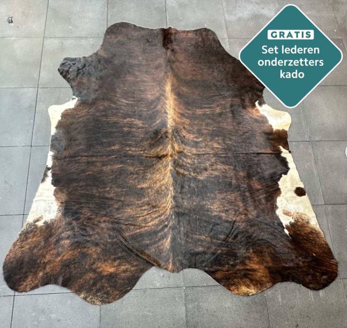 !KOLOSSAAL 260x230 cm! bruin witte koeienhuid vloerkleed - ENORM koeienkleed tapijt wit bruine koeienvel groot - Bruin XXXL dierenhuid dierenvel bruin koehuid tapijt