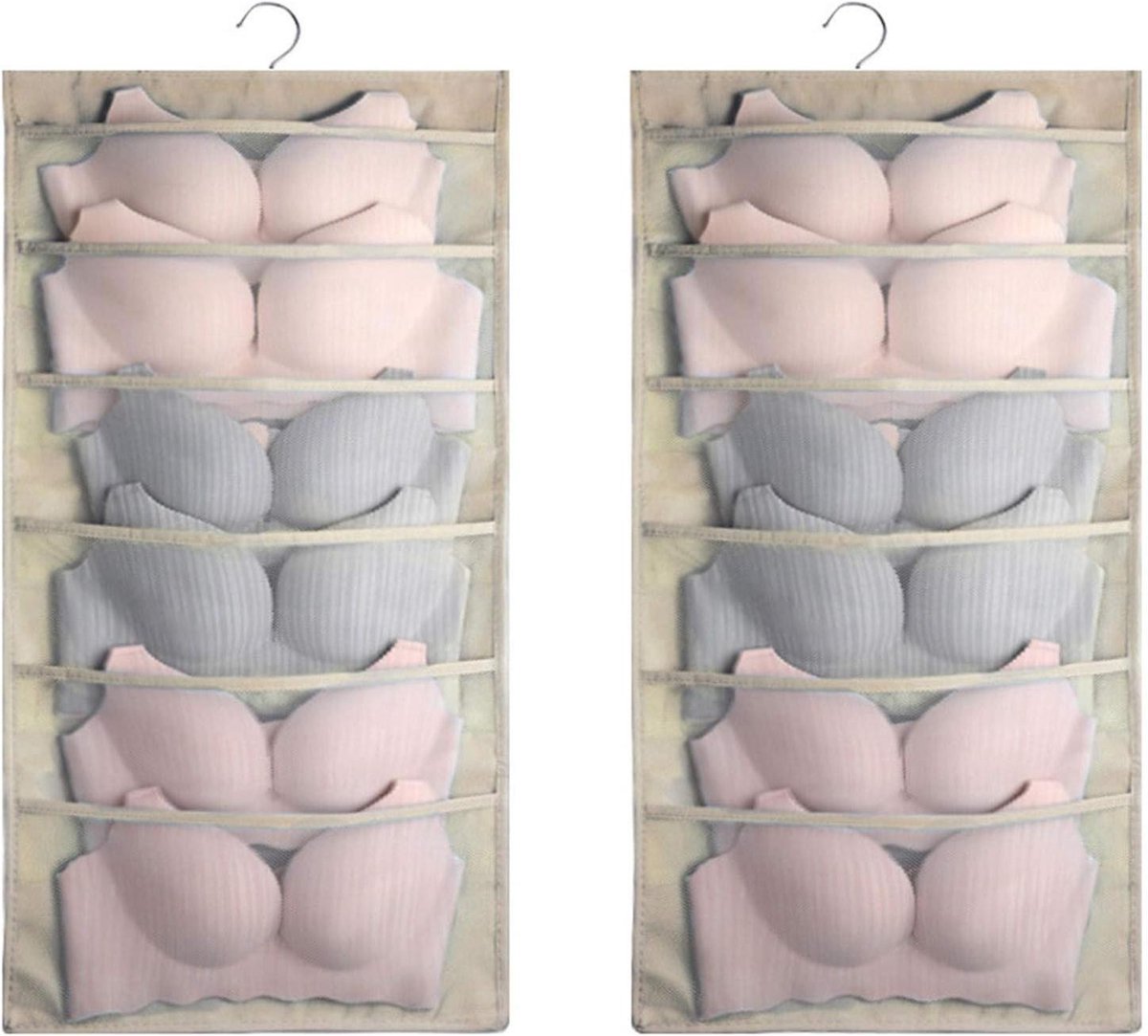Hangende Opberger - Kleding Organizer - Kleding Opbergen - Dubbelzijdig - 12+ vakken - Beige