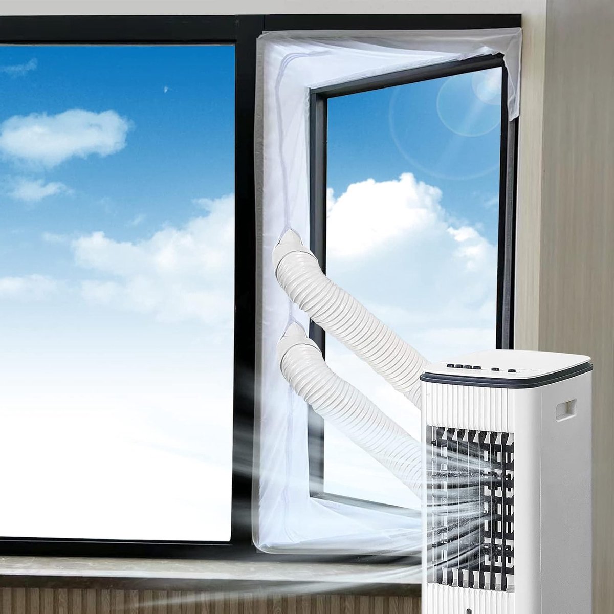 Effectieve Raamafdichting voor Mobiele Airconditioners, Warmte Stop, Zelfklevend, 560 cm, Geschikt voor Vensters en Dakramen