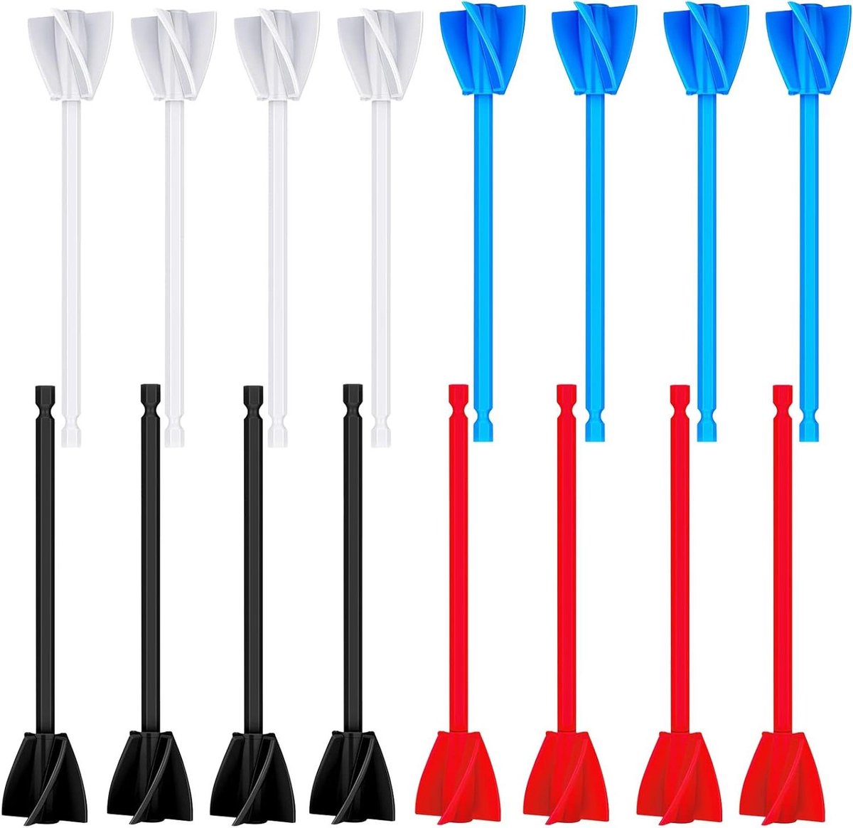 Hars Mixer Peddels - Verf Roerder Boor - Epoxy Harsen Mengen - Spiraalontwerp - 16 stuks - Rood Blauw Wit Zwart