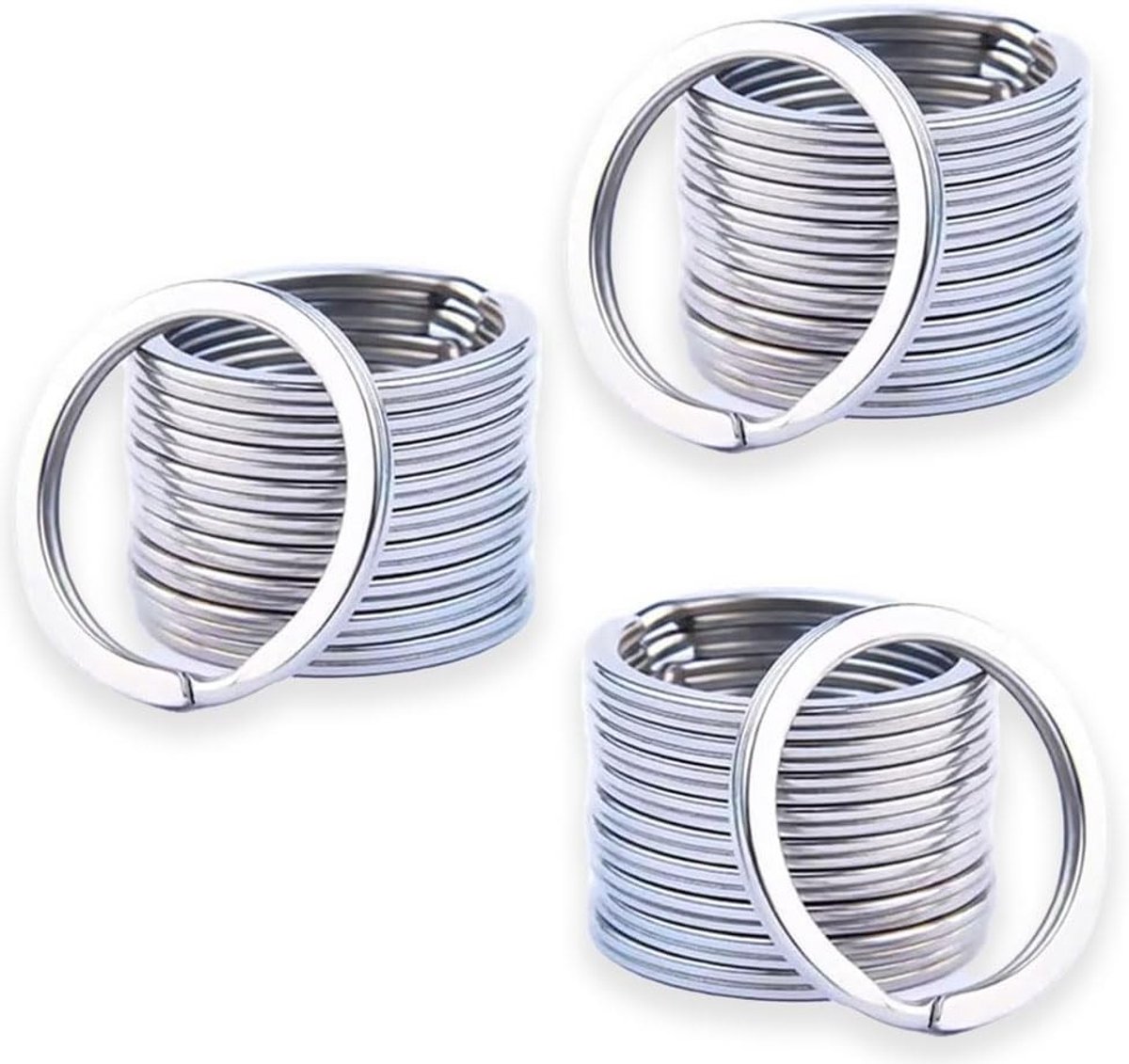 30 Stuks Sleutelhangers 25mm Rond Plat Splitring Sleutelringen voor Auto en Huissleutels Accessoires