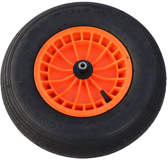 FORT Kruiwagenwiel 400x100mm met 2PLy luchtband, kunststof velg Oranje, aslengte 130 mm en Ø 20mm van Fort — afbeelding 5
