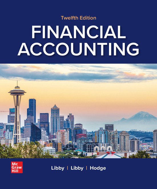 Boekomslag van 'Financial Accounting' Twaalfde Editie met de skyline van Seattle en de Space Needle.