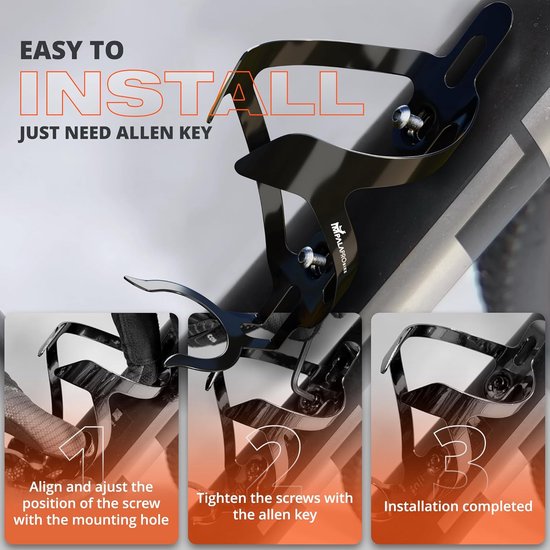 Fietshouder Aluminium - Bidonhouder Fiets - Veilig Fles Meenemen - Ultra Licht 26g - Standaard Maat - Zwart — afbeelding 3