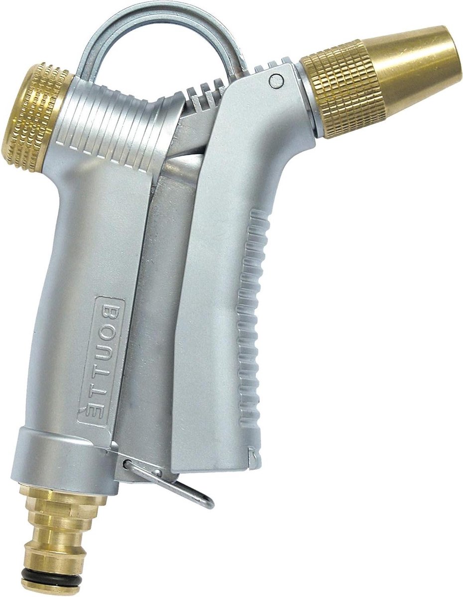 Metaal Sproeikop - Multijet Pistolet - Tuin Besproeien - Robuuste Metalen Constructie - 11.5 x 2.6 x 17 cm - Zilverkleurig