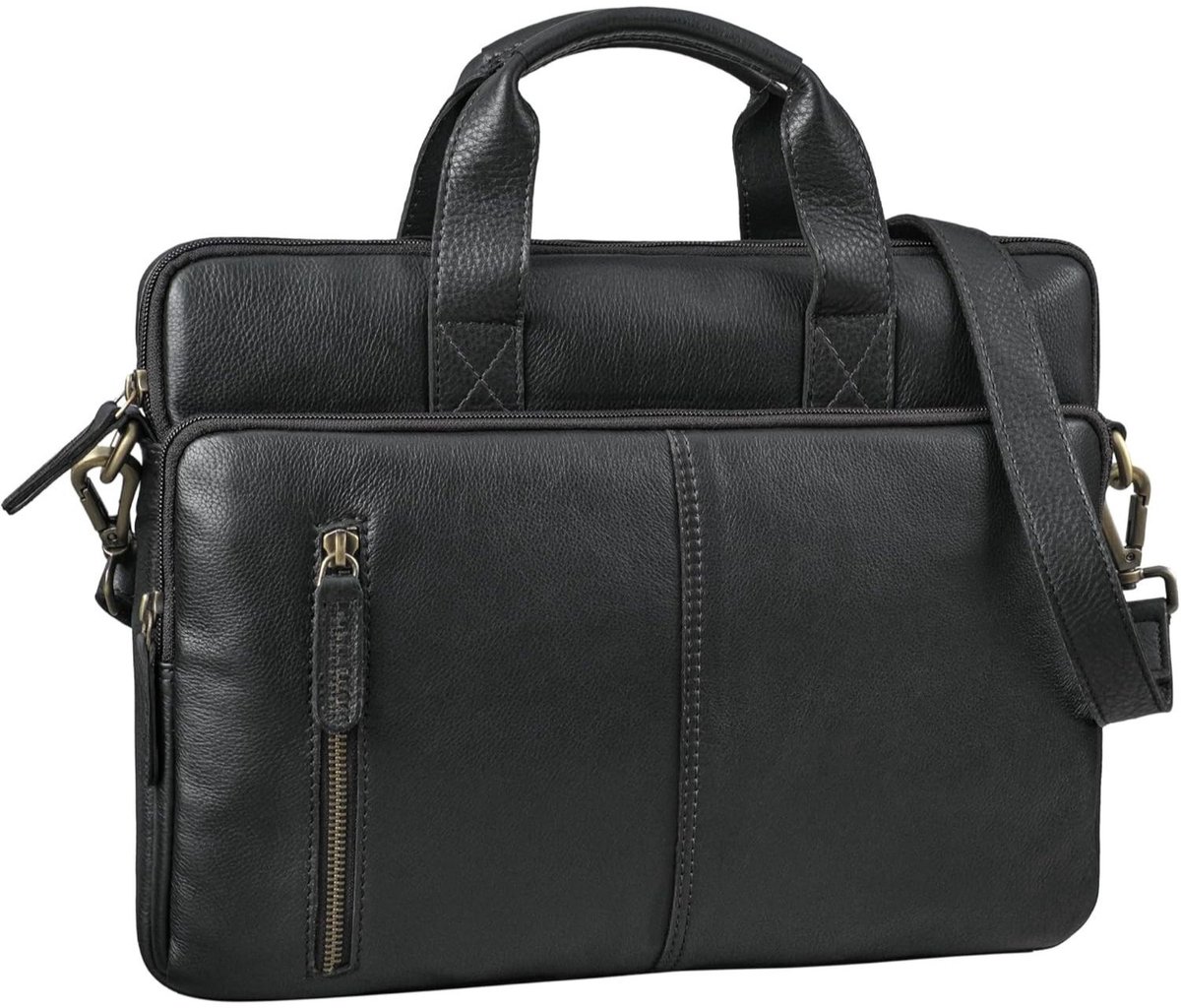 Leren Laptoptas - Laptoptas - Leren Tas - Luxe Leren Laptoptas - Werktas - Schoudertas - Business Tas - Leren Business Tas - 13.3-14 inch - Zwart - van Imperatoris