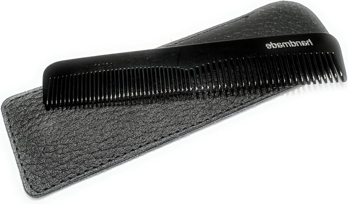 Zwarte Zak Kam - Reis Kam Pocket Kam - Haar Stylen - Handgemaakt Cellulose Acetaat - 12 cm - Zwart