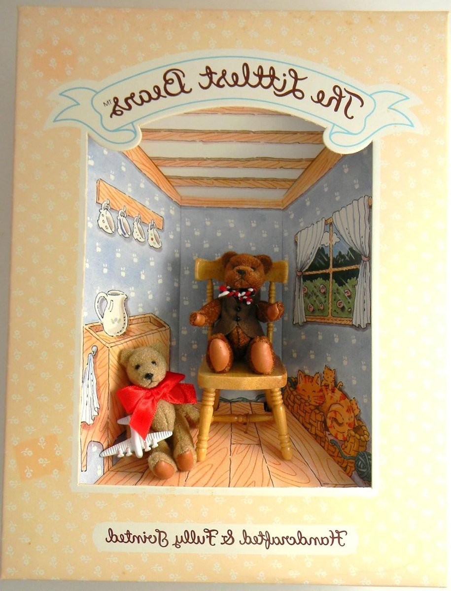 Miniatuur Gevulde Beren - Kleine Knuffelberen - Decoratie Collectie - Zittend met Kind - 2 1/4-2 1/2 inch - Bruin