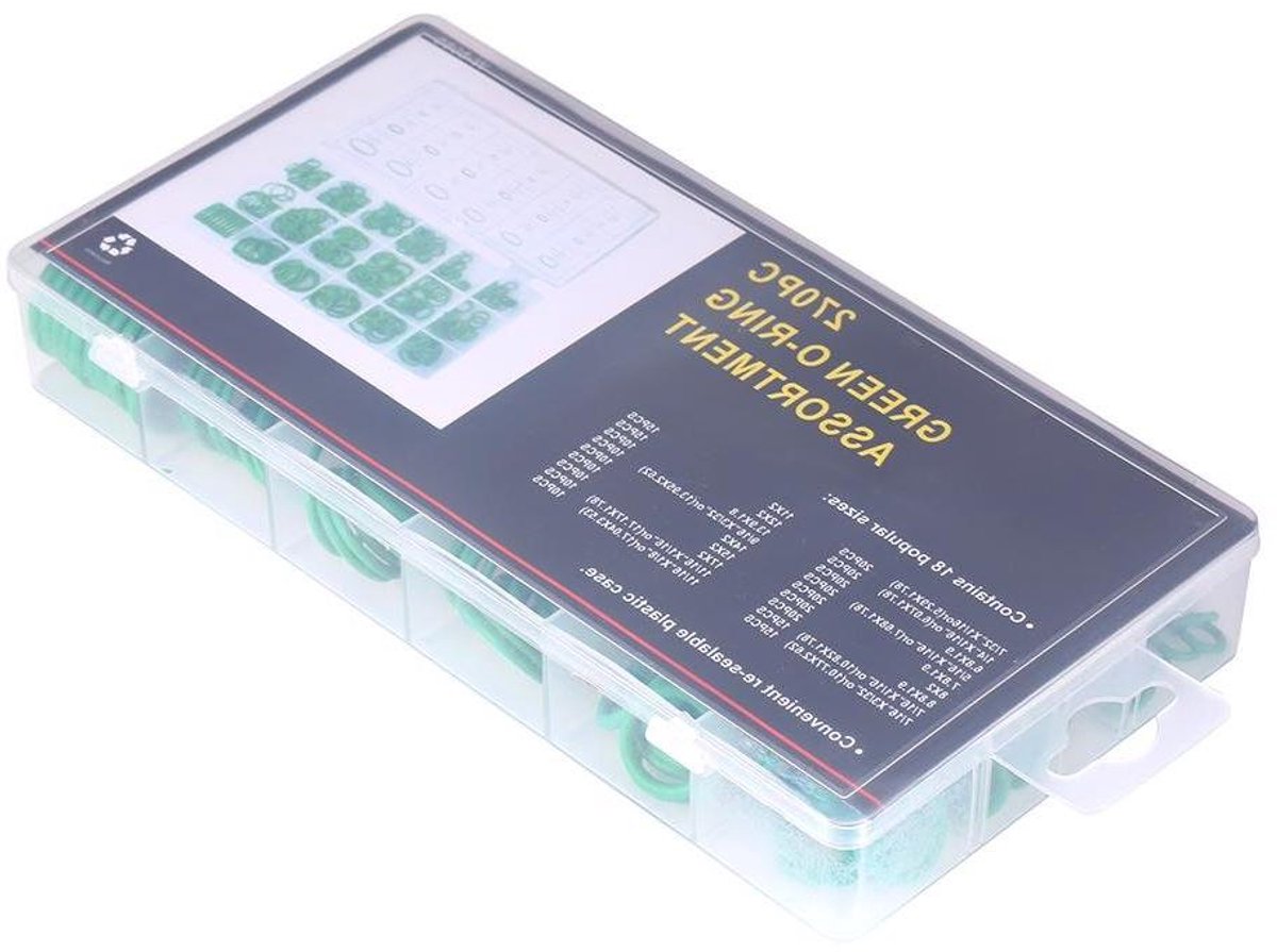 O-Ring Kit - Afdichtingsringen Set - Auto Reparatie - 18 Maten Assortiment - 270 Stuks - Groen