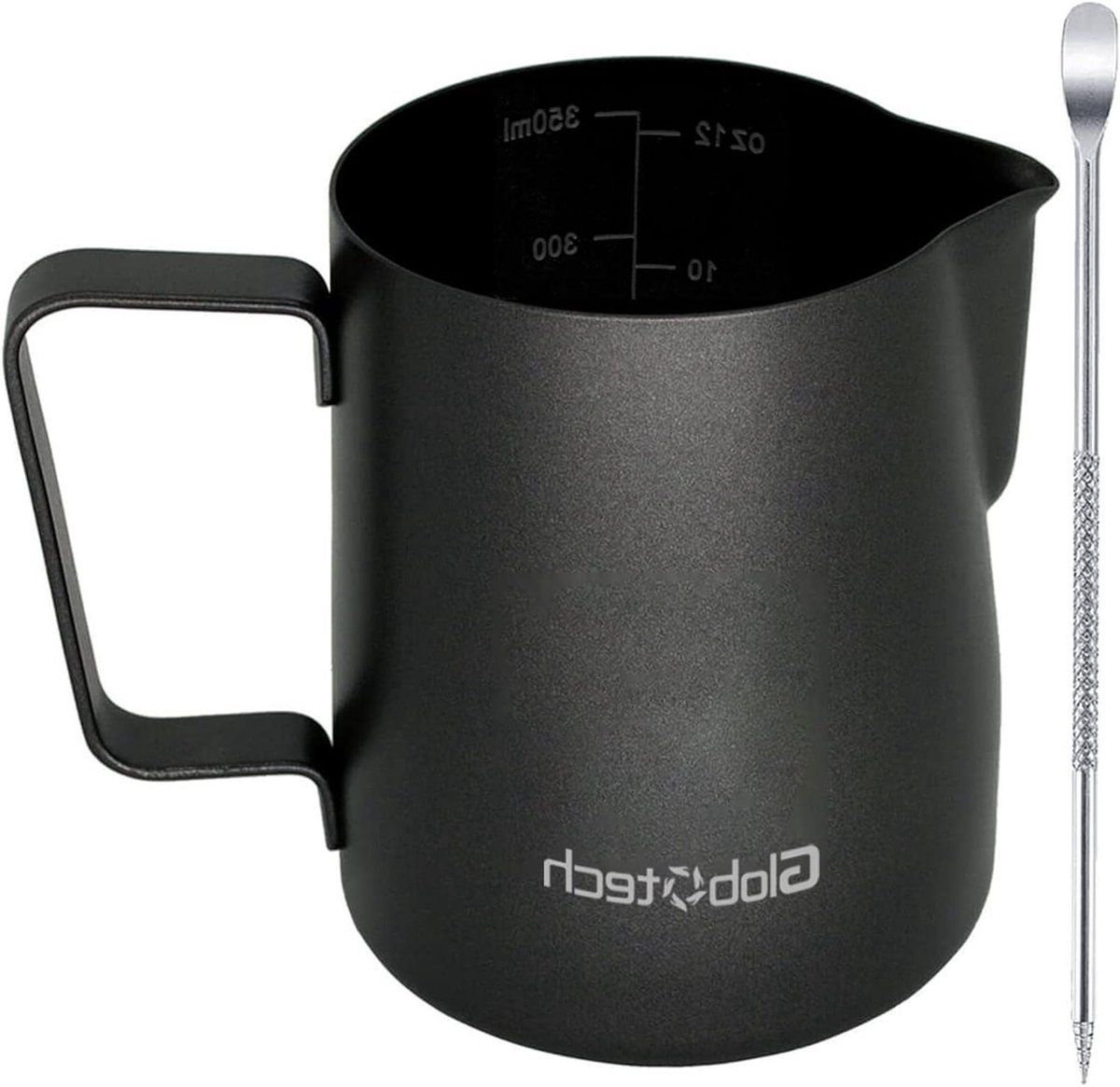 Opschuimkan Melk - Melkbeker RVS - Latte Art Maken - Smal Uitloop Ontwerp - 350 ml - Zwart