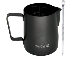 Opschuimkan Melk - Melkbeker RVS - Latte Art Maken - Smal Uitloop Ontwerp - 350 ml - Zwart