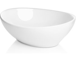 Ovale Wastafel Kom - Badkamer Wastafel - Badkamer Verbouwen - Slagvast Keramiek - 40.6 x 33 x 15.2 cm - Wit