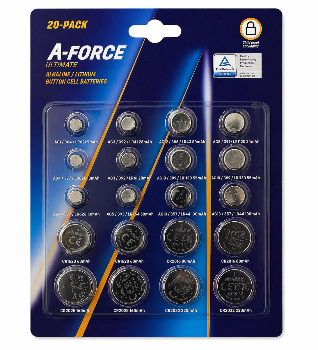 20-delige Knoopcel Batterijen Set – AG & CR Mix – 1.5V/3V