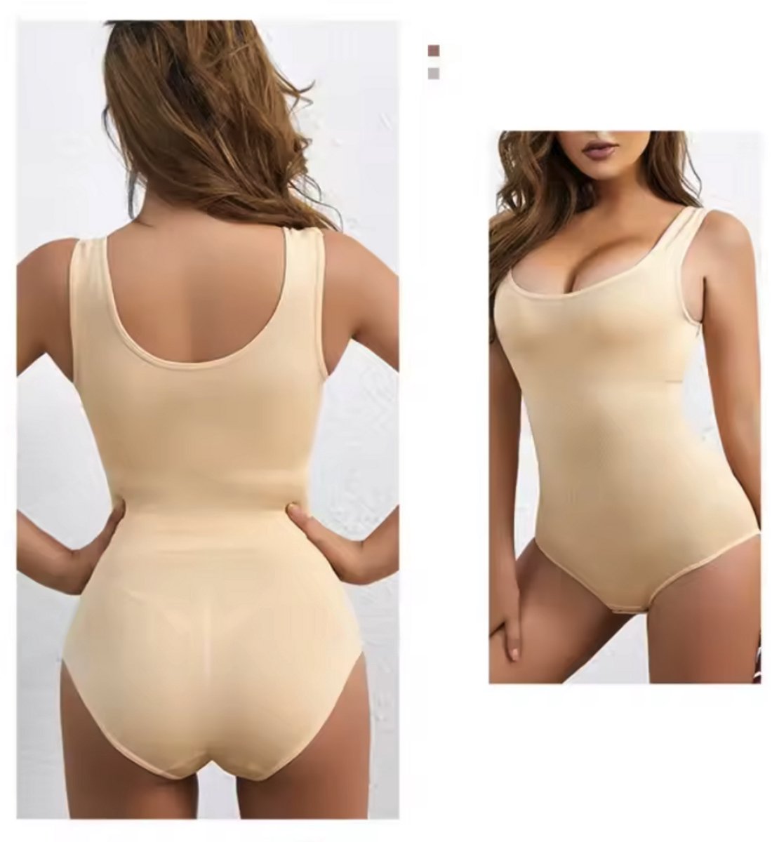 Beige bodystocking - Body met sluiting - XS/S - Hemd met body - Elastisch - Beige - Maat XS/S - CHPN