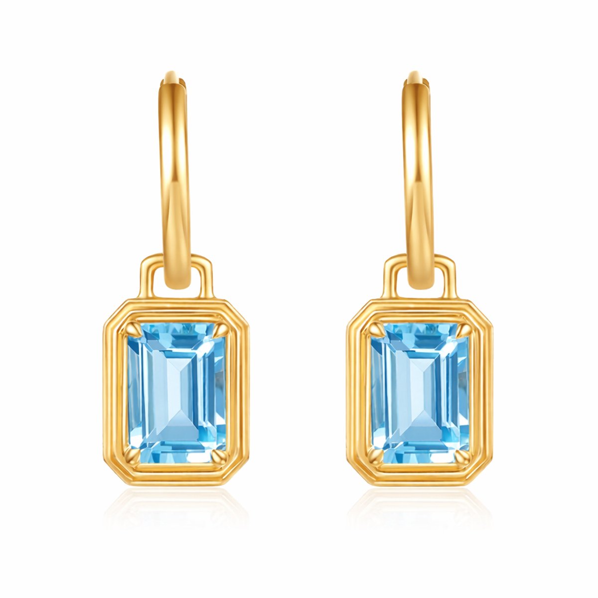WK Luxe Oorbellen van 925 Sterling Zilver met Diepblauwe Kristalsteen – 18K Goud Verguld, Elegante Statement Oorsieraden - Inclusief Geschenkdoos