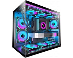 ATX PC Behuizing - Gaming Case Mid Tower - PC Bouwen - Dual Chamber Ontwerp - 420x285x370 mm - Zwart