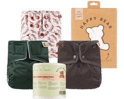 HappyBear Probeerpakket wasbare luiers | 3-17kg | onesize | herbruikbare luiers