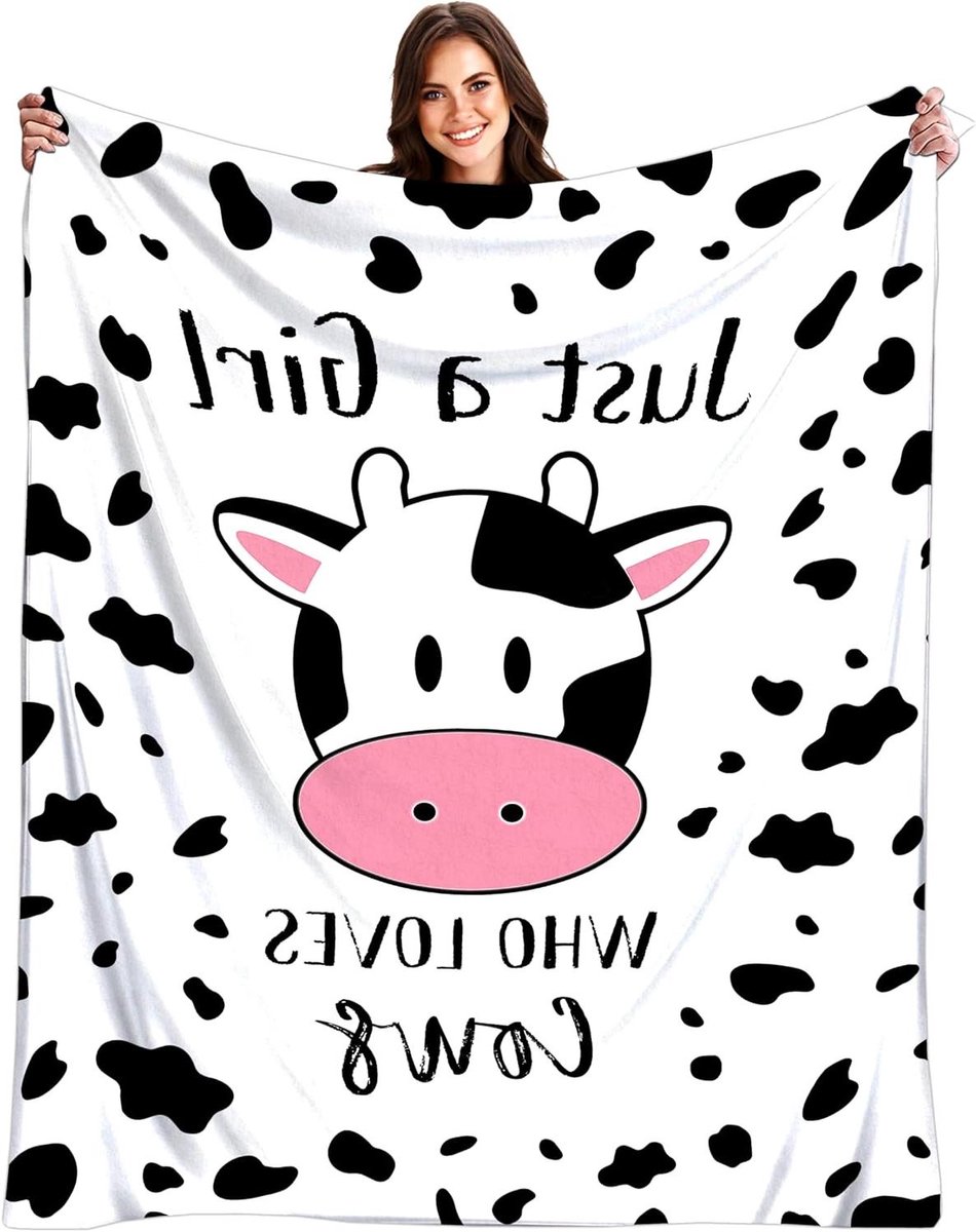 Koeien Flanellen Deken - Dieren Plaid - Gezelligheid Thuis - Anti-pilling Flanel - 127 cm x 101 cm - Bruin Wit