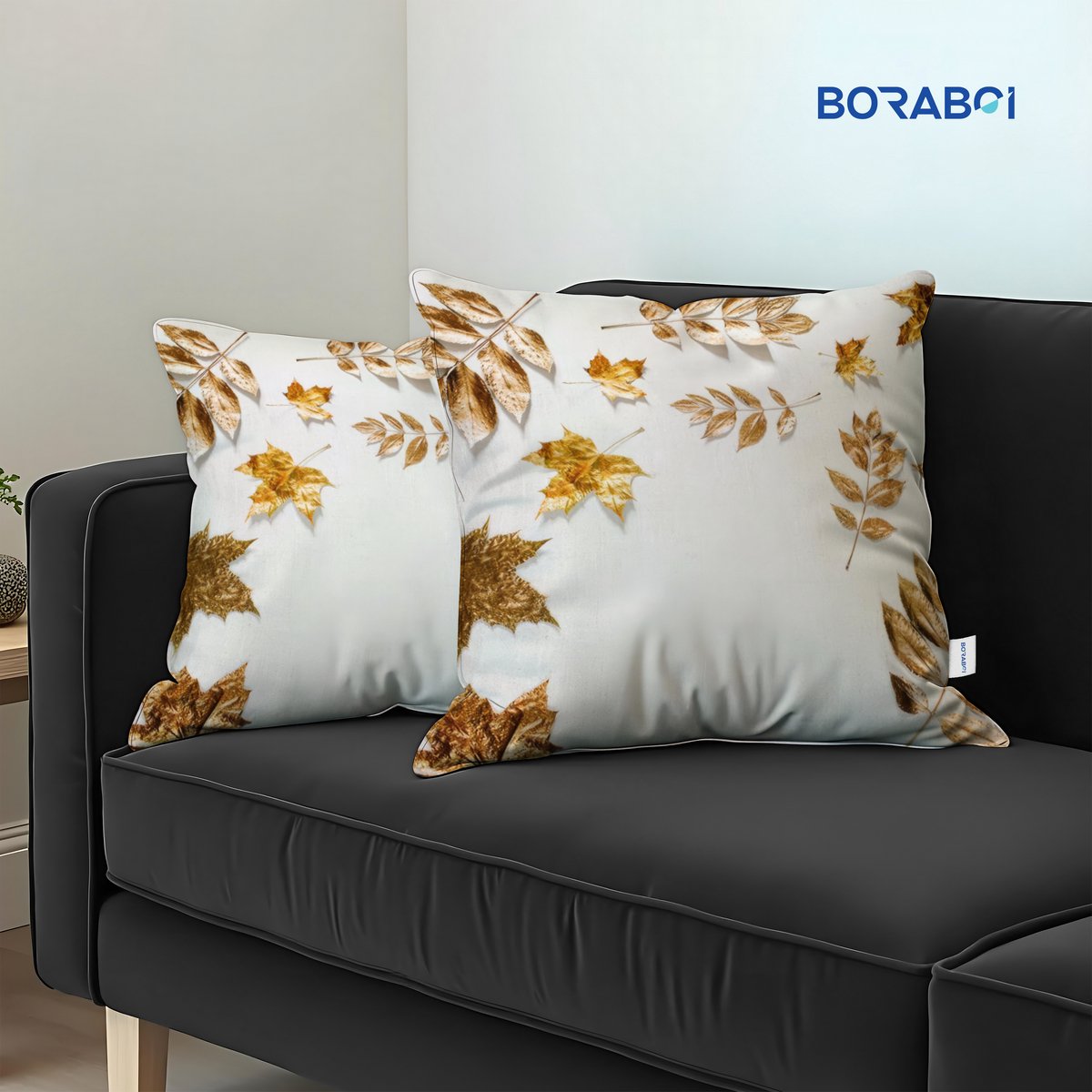 Boraboi® Luxe Decoratieve Kussenhoezen set van 2 , Zachte Suède Touch 40x40cm -(Wit,Goud)