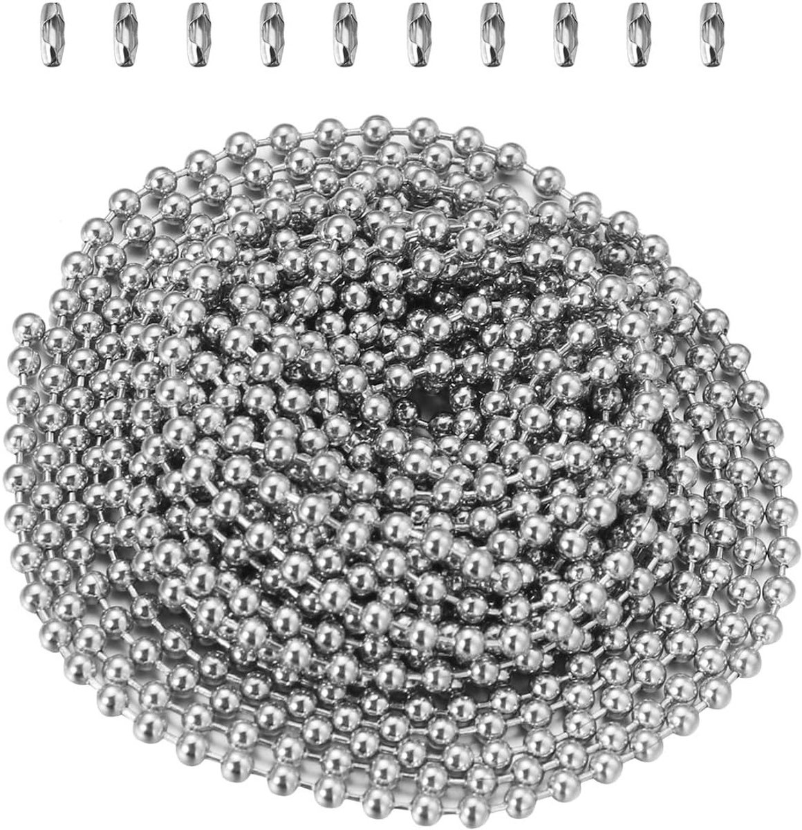 Ball chain van 3 meter met 2,4 mm diameter en 10 bijpassende verbindingen voor diverse toepassingen