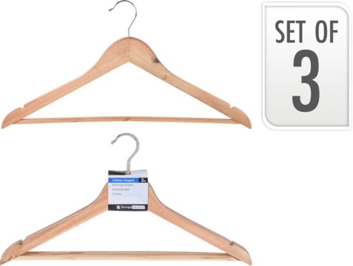 TopHangers [Set van 20] - Scherp geprijsde! blank gelakte houten kledinghangers / jashangers / shirthangers / combihangers met draaibare haak, handige broeklat en rokinkepingen perfect voor alle soorten kleding