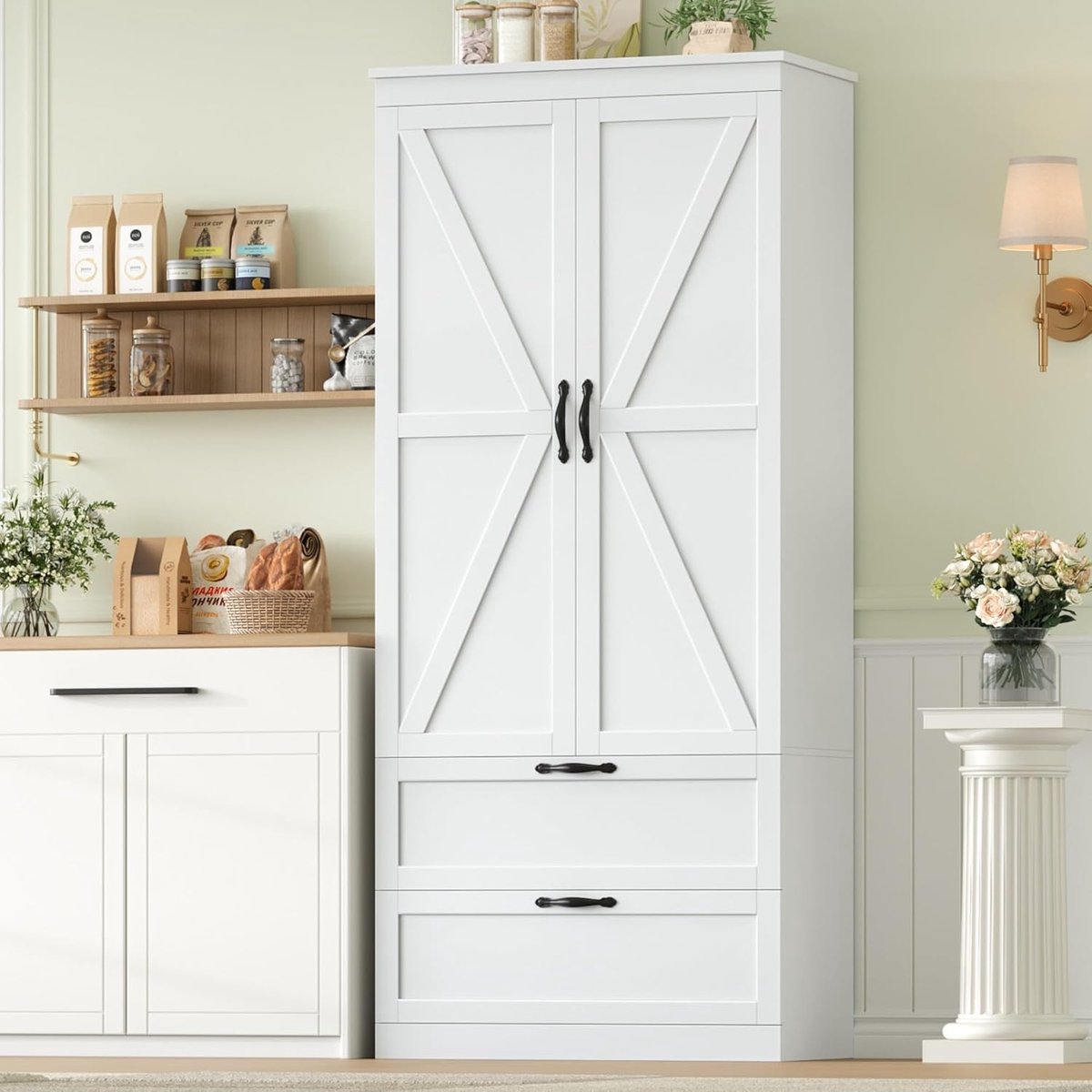 Heritage Country Buffetkast met 2 Deuren en XL Laden (75x38x178,5 cm)